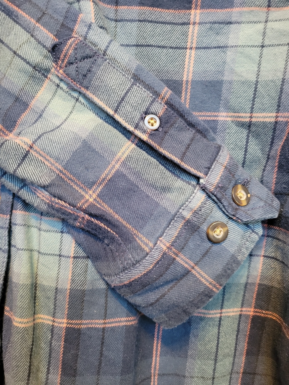 Carhartt Women's Plaid Button-Down Shirt Blue & Green Size Large Cotton Stretch - Picture 5 of 8